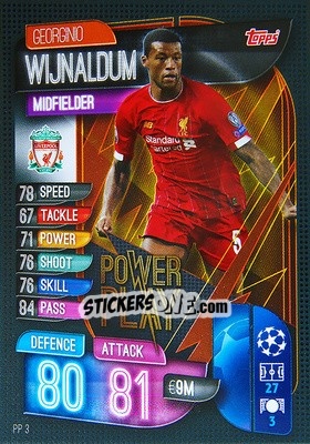 Sticker Georginio Wijnaldum - UEFA Champions League 2019-2020. Match Attax Extra. Spain/Portugal n. PP3 - Topps