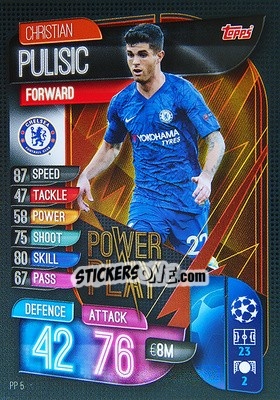 Sticker Christian Pulisic - UEFA Champions League 2019-2020. Match Attax Extra. Spain/Portugal n. PP5 - Topps