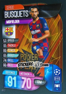 Sticker Sergio Busquets - UEFA Champions League 2019-2020. Match Attax Extra. Spain/Portugal n. PP7 - Topps