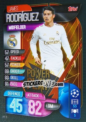 Sticker James Rodriguez - UEFA Champions League 2019-2020. Match Attax Extra. Spain/Portugal n. PP11 - Topps