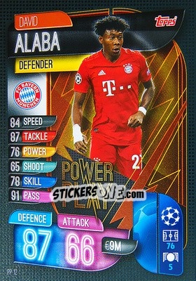 Sticker David Alaba - UEFA Champions League 2019-2020. Match Attax Extra. Spain/Portugal n. PP12 - Topps