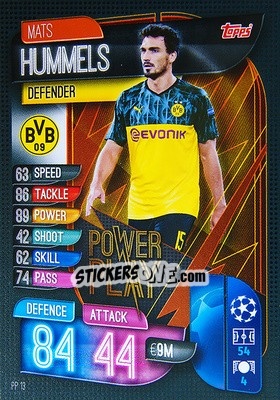 Sticker Mats Hummels - UEFA Champions League 2019-2020. Match Attax Extra. Spain/Portugal n. PP13 - Topps