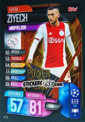 Sticker Hakim Ziyech - UEFA Champions League 2019-2020. Match Attax Extra. Spain/Portugal n. PP16 - Topps