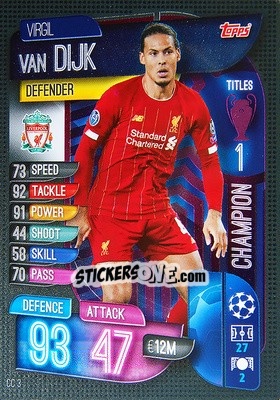 Sticker Virgil van Dijk - UEFA Champions League 2019-2020. Match Attax Extra. Spain/Portugal n. CC3 - Topps