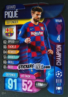 Sticker Gerard Piqué - UEFA Champions League 2019-2020. Match Attax Extra. Spain/Portugal n. CC4 - Topps