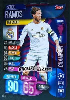 Sticker Sergio Ramos - UEFA Champions League 2019-2020. Match Attax Extra. Spain/Portugal n. CC6 - Topps