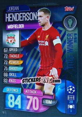 Sticker Jordan Henderson - UEFA Champions League 2019-2020. Match Attax Extra. Spain/Portugal n. TW3 - Topps