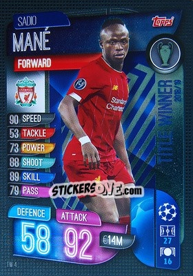 Sticker Sadio Mané - UEFA Champions League 2019-2020. Match Attax Extra. Spain/Portugal n. TW4 - Topps