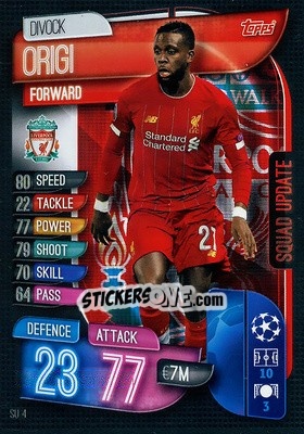 Sticker Divock Origi - UEFA Champions League 2019-2020. Match Attax Extra. Italy n. SU4 - Topps
