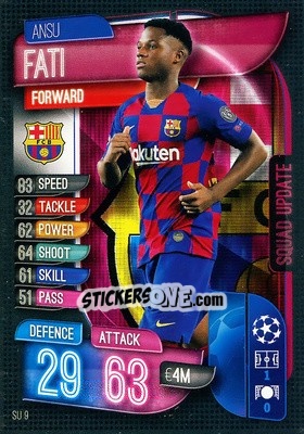 Sticker Ansu Fati - UEFA Champions League 2019-2020. Match Attax Extra. Italy n. SU9 - Topps