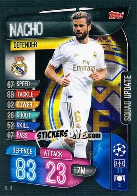 Sticker Nacho Fernández - UEFA Champions League 2019-2020. Match Attax Extra. Italy n. SU11 - Topps