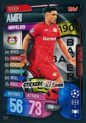 Sticker Nadiem Amiri - UEFA Champions League 2019-2020. Match Attax Extra. Italy n. SU22 - Topps