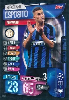 Sticker Sebastiano Esposito - Uefa Champions League 2019-2020. Match Attax Extra. Italy n. SU60 - Topps