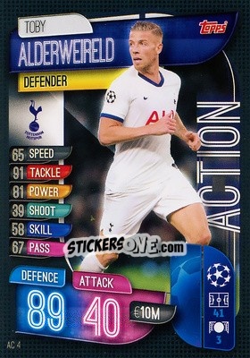 Sticker Toby Alderweireld - UEFA Champions League 2019-2020. Match Attax Extra. Italy n. AC4 - Topps
