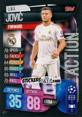 Sticker Luka Jovic - UEFA Champions League 2019-2020. Match Attax Extra. Italy n. AC7 - Topps
