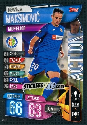 Figurina Nemanja Maksimovic - UEFA Champions League 2019-2020. Match Attax Extra. Italy - Topps