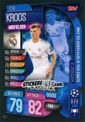 Sticker Toni Kroos - UEFA Champions League 2019-2020. Match Attax Extra. Italy - Topps