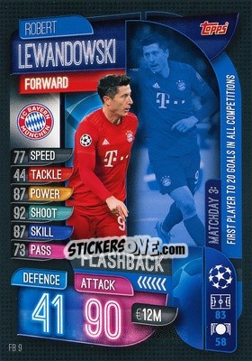 Sticker Robert Lewandowski - UEFA Champions League 2019-2020. Match Attax Extra. Italy - Topps