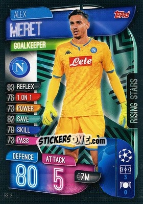 Sticker Alex Meret - UEFA Champions League 2019-2020. Match Attax Extra. Italy - Topps