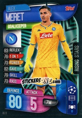 Sticker Alex Meret - UEFA Champions League 2019-2020. Match Attax Extra. Italy n. RS12 - Topps
