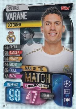 Sticker Raphaël Varane - Uefa Champions League 2019-2020. Match Attax Extra. Italy n. MM7 - Topps