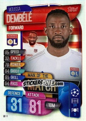 Sticker Moussa Dembélé - UEFA Champions League 2019-2020. Match Attax Extra. Italy n. MM14 - Topps