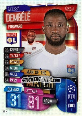 Figurina Moussa Dembélé - UEFA Champions League 2019-2020. Match Attax Extra. Italy - Topps