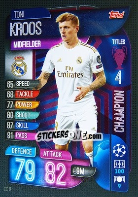 Sticker Toni Kroos - UEFA Champions League 2019-2020. Match Attax Extra. Italy n. CC8 - Topps