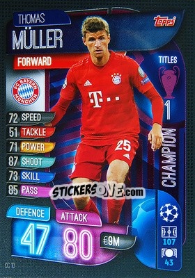 Sticker Thomas Müller - UEFA Champions League 2019-2020. Match Attax Extra. Italy n. CC10 - Topps