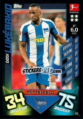 Sticker Dodi Lukébakio - German Fussball Bundesliga 2019-2020. Match Attax Action - Topps