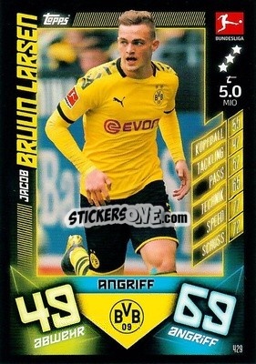 Sticker Jacob Bruun Larsen - German Fussball Bundesliga 2019-2020. Match Attax Action - Topps