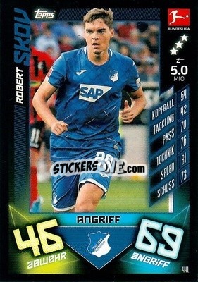 Sticker Robert Skov - German Fussball Bundesliga 2019-2020. Match Attax Action n. 441 - Topps