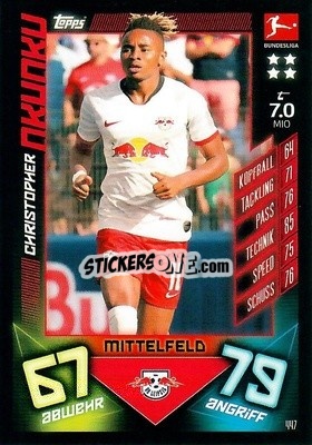 Sticker Christopher Nkunku - German Fussball Bundesliga 2019-2020. Match Attax Action - Topps
