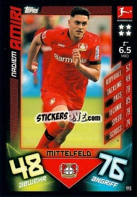 Sticker Nadiem Amiri - German Fussball Bundesliga 2019-2020. Match Attax Action n. 449 - Topps