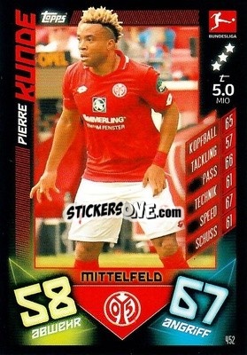 Sticker Pierre Kunde - German Fussball Bundesliga 2019-2020. Match Attax Action n. 452 - Topps