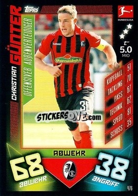 Sticker Christian Günter - German Fussball Bundesliga 2019-2020. Match Attax Action n. 476 - Topps