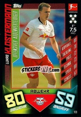 Sticker Lukas Klostermann - German Fussball Bundesliga 2019-2020. Match Attax Action n. 479 - Topps