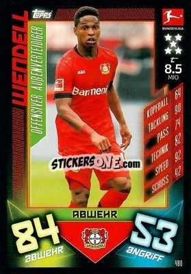 Sticker Wendell - German Fussball Bundesliga 2019-2020. Match Attax Action - Topps