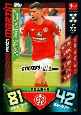 Sticker Aarón Martín - German Fussball Bundesliga 2019-2020. Match Attax Action n. 481 - Topps