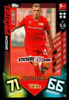Sticker Grischa Prömel - German Fussball Bundesliga 2019-2020. Match Attax Action n. 489 - Topps