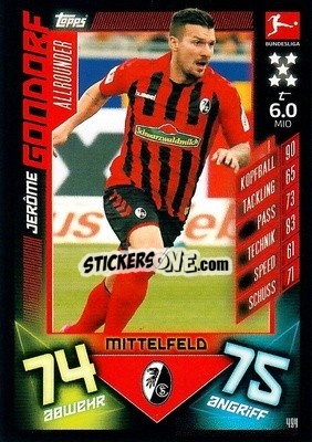 Sticker Jerôme Gondorf - German Fussball Bundesliga 2019-2020. Match Attax Action n. 494 - Topps