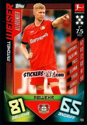 Sticker Mitchell Weiser - German Fussball Bundesliga 2019-2020. Match Attax Action - Topps