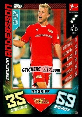 Sticker Sebastian Andersson - German Fussball Bundesliga 2019-2020. Match Attax Action n. 507 - Topps
