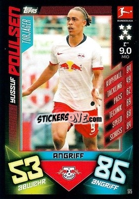 Sticker Yussuf Poulsen - German Fussball Bundesliga 2019-2020. Match Attax Action n. 515 - Topps