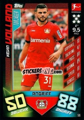 Sticker Kevin Volland - German Fussball Bundesliga 2019-2020. Match Attax Action n. 516 - Topps