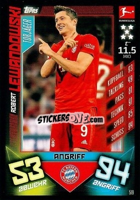 Sticker Robert Lewandowski - German Fussball Bundesliga 2019-2020. Match Attax Action n. 519 - Topps