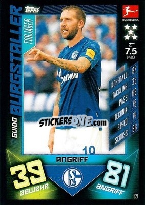 Cromo Guido Burgstaller - German Fussball Bundesliga 2019-2020. Match Attax Action n. 521 - Topps
