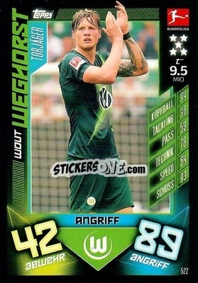 Sticker Wout Weghorst - German Fussball Bundesliga 2019-2020. Match Attax Action n. 522 - Topps