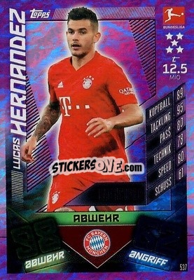 Sticker Lucas Hernandez - German Fussball Bundesliga 2019-2020. Match Attax Action n. 537 - Topps