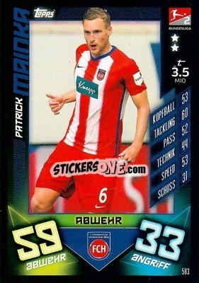 Sticker Patrick Mainka - German Fussball Bundesliga 2019-2020. Match Attax Action - Topps